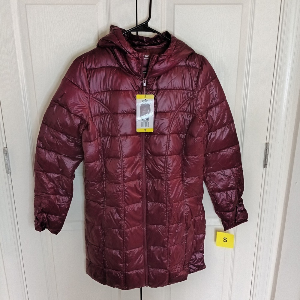 Aventure Puffer Jacket Womens Small Maroonish New Hooded Quilted Parka Coat